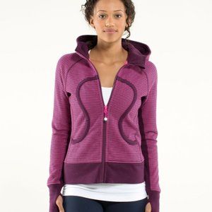 Lululemon Scuba Hoodie *Stretch Lined Hood Hyper Stripe Printed Afterglo/Plum 4